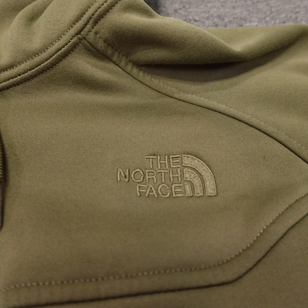 The North Face Jacket Mens Medium Green Softshell Fleece Lined Hooded Full Zip